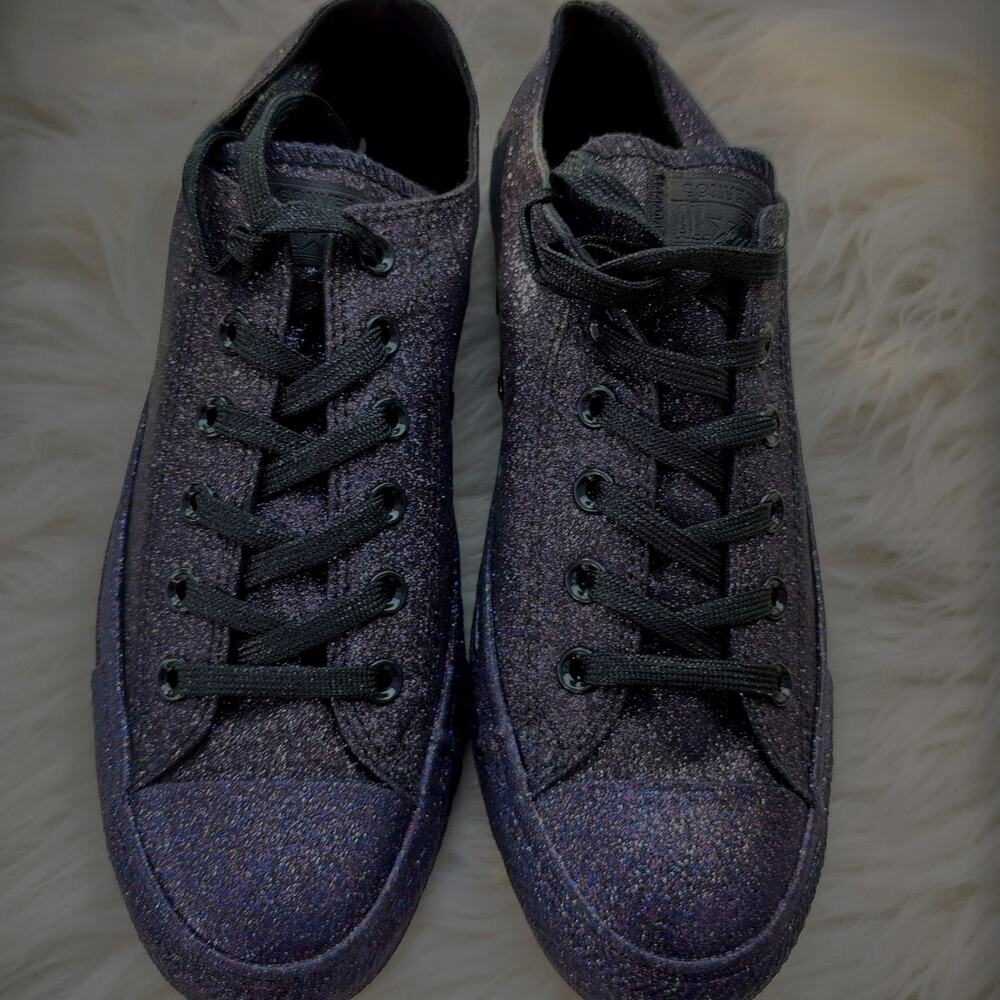 5159)Converse All Star Chuck Taylor Purple Low Top Glitter  Shoes Unisex W10/US8 - Picture 2 of 9